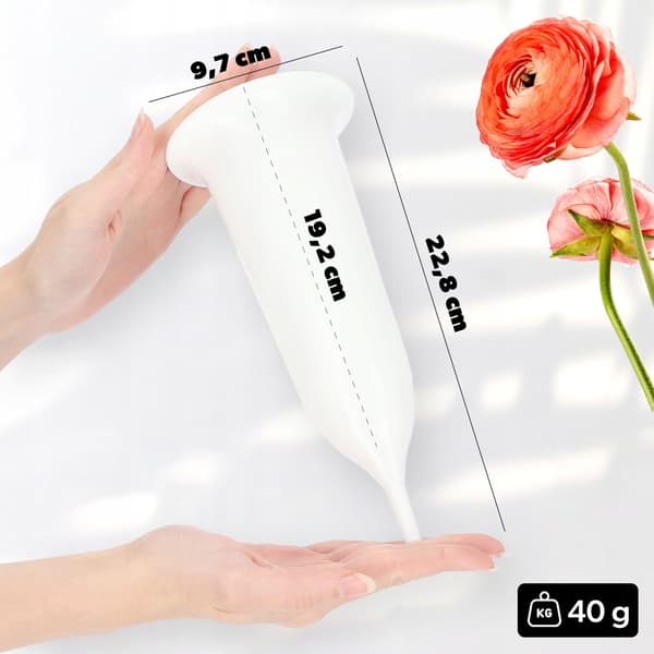 KADAX Vaseflaske til kirkegårdsgravsten 23 cm gravsten til blomster hvid