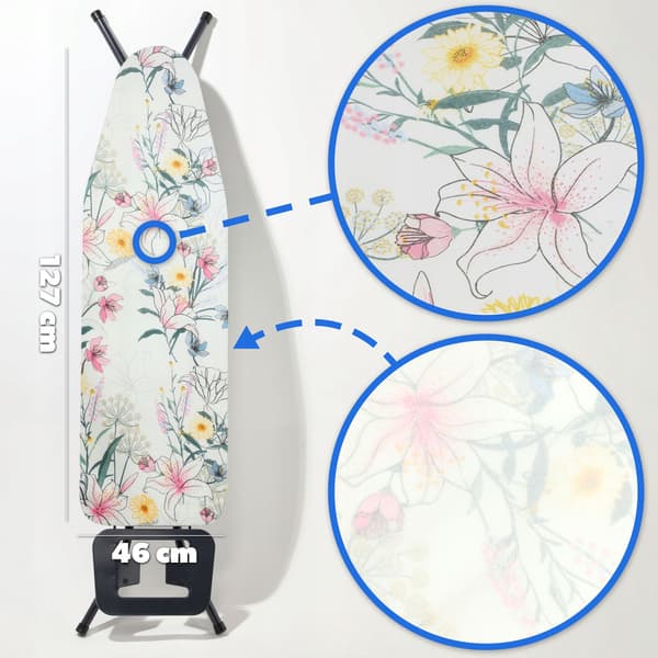 KADAX Stretch Strykbrädesöverdrag 127x46 cm Resistent Ljusa Blommor