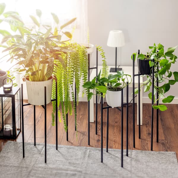KADAX Blomsterstativ Metal Loft Stående Blomsterstativ Sorte Plantepotter 67cm
