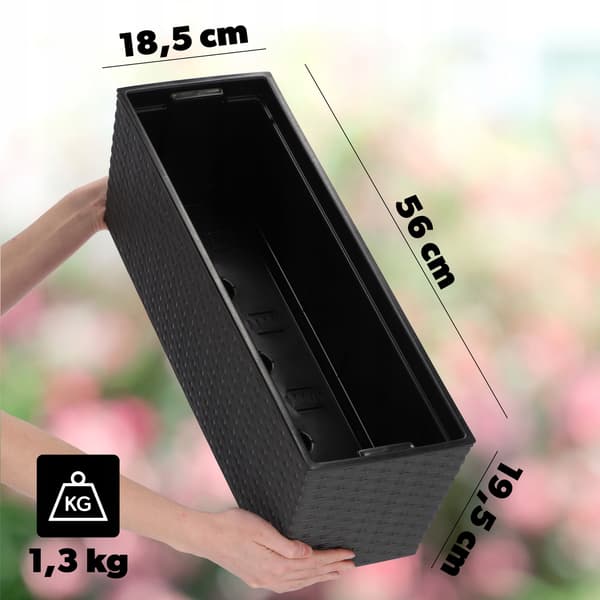KADAX Urtepotte Balkonkasse med Indsats Blomsterstativ til Balustrade 19x56cm
