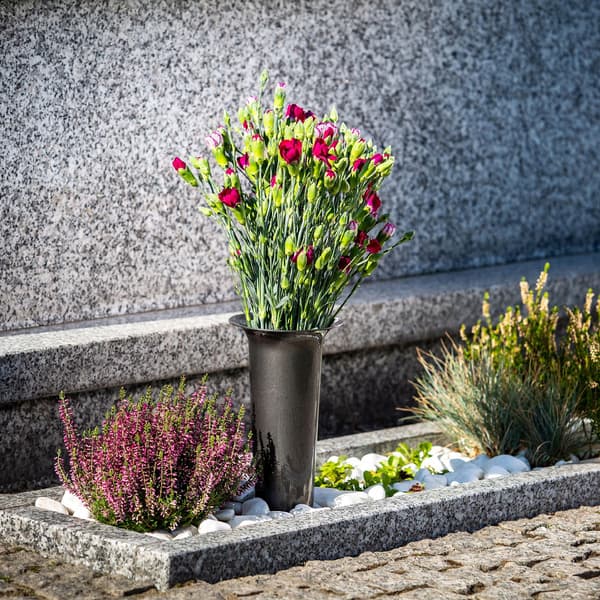 KADAX Vaseflaske til kirkegårdsgravsten 23 cm grafitgravsten til blomster