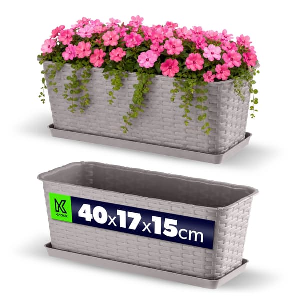 KADAX Balkonglåda Blomkruka Blomkruka med stativ för blommor Balustrad 40 cm