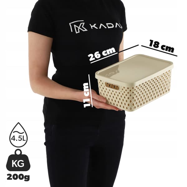 KADAX Korg med lock Förvaringslåda 4,5 l beige