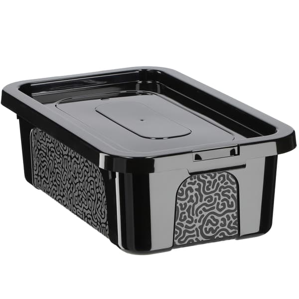KADAX 4,5L plastikbeholder med låg, sort, aflåselig kasseorganisator
