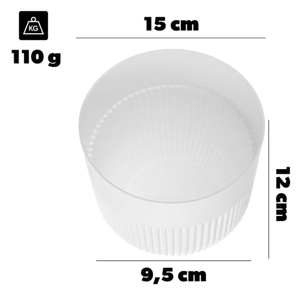 KADAX Blomkruka, Blomkruksskydd, 15 cm, Plast, Rund, Räfflad, Vit