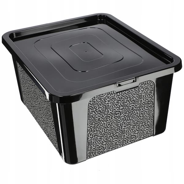 KADAX 20L plastbehållare med lock svart låsbar stor organizerbox
