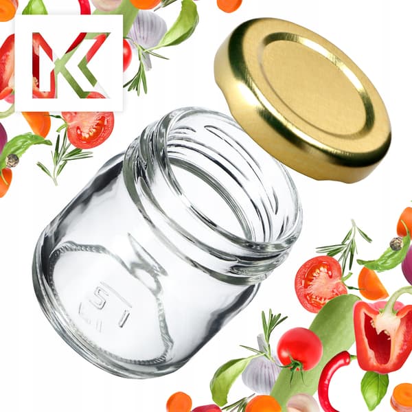 KADAX Halli muurauspurkit 40ml 50kpl 43mm + kultaiset kannet