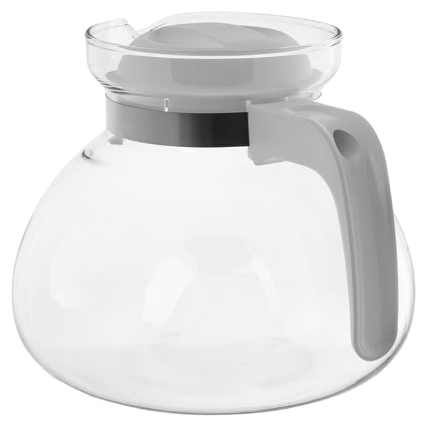 KADAX Glaskanna med te och kaffe 1,7 l värmebeständig för drycker med lock vit