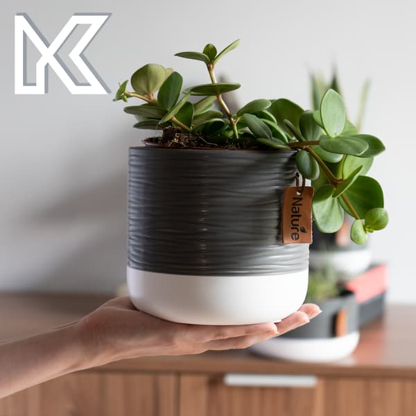 KADAX Keramik Urtepotte, Urtepotte, Rund, 14 cm, Grå
