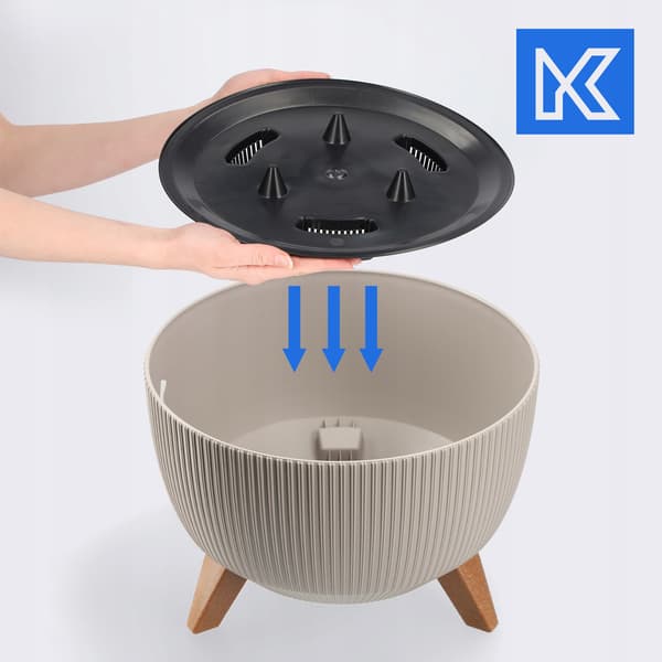 KADAX Blomkruksskydd på ben + kruka 29 cm beige randig