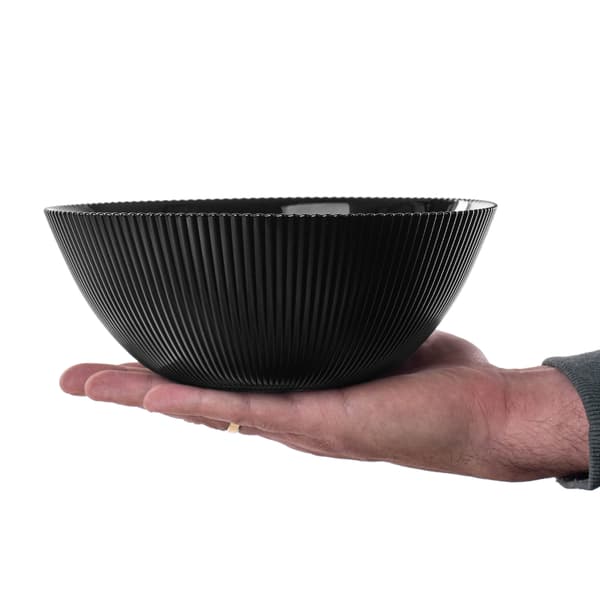 KADAX salatskål 20 cm glas til suppe, snacks, sort, rillet, sæt med 6