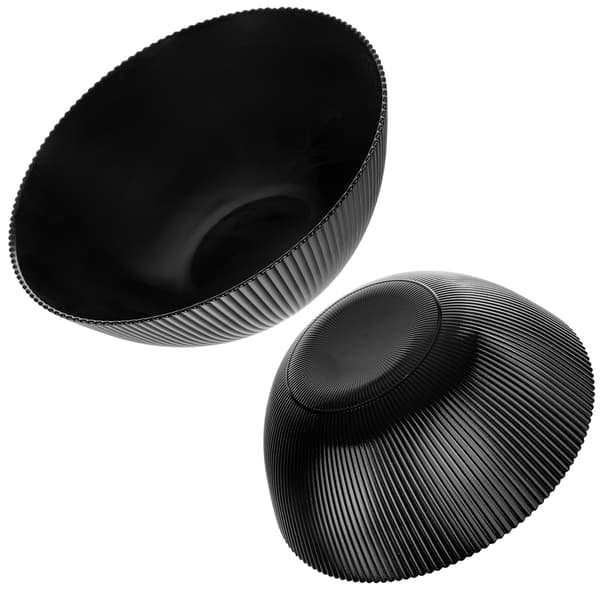 KADAX salatskål 20 cm glas til suppe, snacks, forretter, sort, rillet