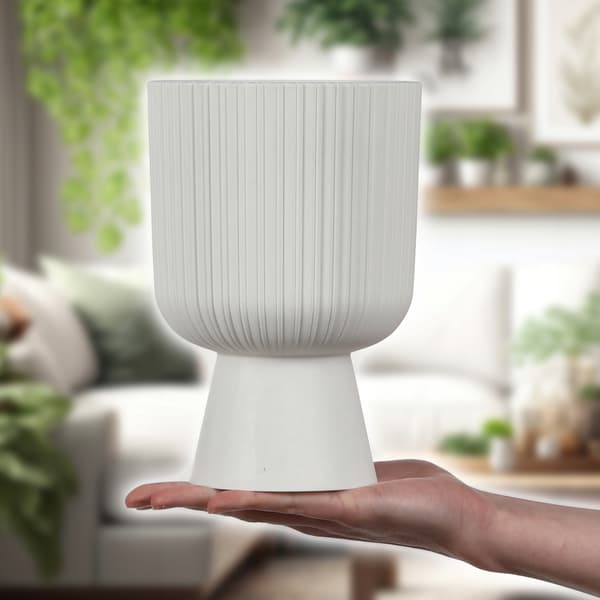 KADAX Urtepotte Urtepotte Plæne Plastiklåg 14 cm Blomsterfod Hvid
