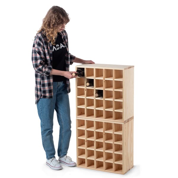 KADAX Vinställ i trä, 50 flaskor, alkoholskåp, 104 cm, set om 2