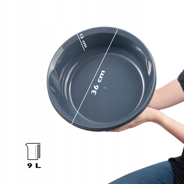 KADAX Tvättställ 9L Plast Rund Skål Grå