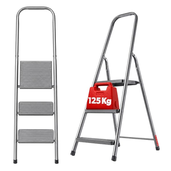 KADAX Stålstege 3 Steg Hem Hopfällbar Stege Solid 125kg