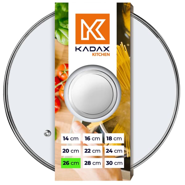 KADAX Glaslåg 26 cm Universal Varmebestandigt Gryde- og Pandedæksel