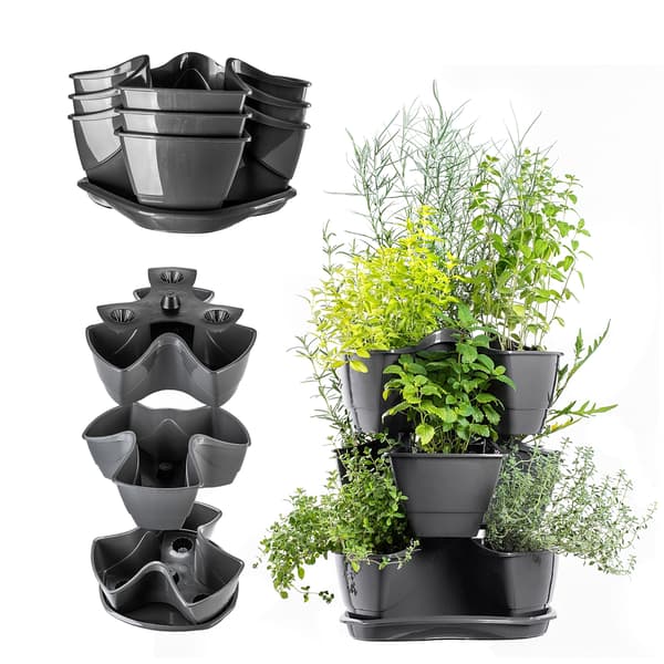 KADAX Blomkruka, Blomkruka, Plastlock, Trippel Kaskad, 3-i-1 Blomställ
