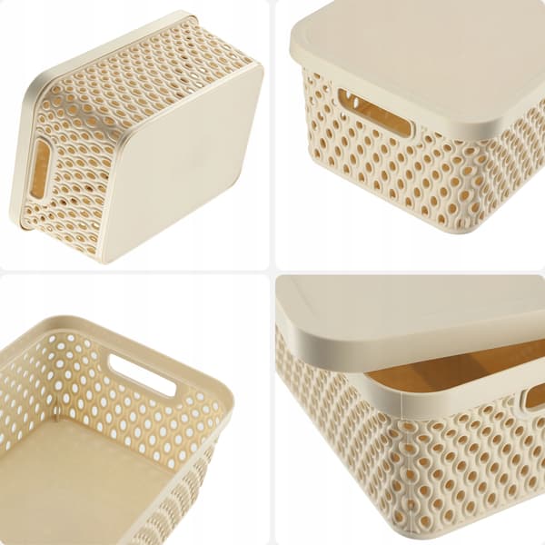 KADAX Korg med lock Förvaringslåda 4,5 l beige