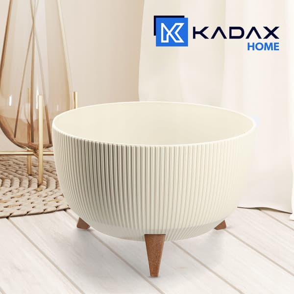 KADAX Blomkruka, Planter, Lock, Ben, Blomställning, Insats, Rund Skål, Creme, 40cm