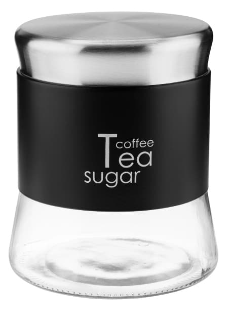 KADAX Te Kaffe Socker Glas Matbehållare med Lock 750 ml Svart