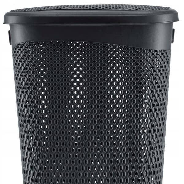 KADAX Tvättkorg med lock, stor plastbehållare, 55 l, grå