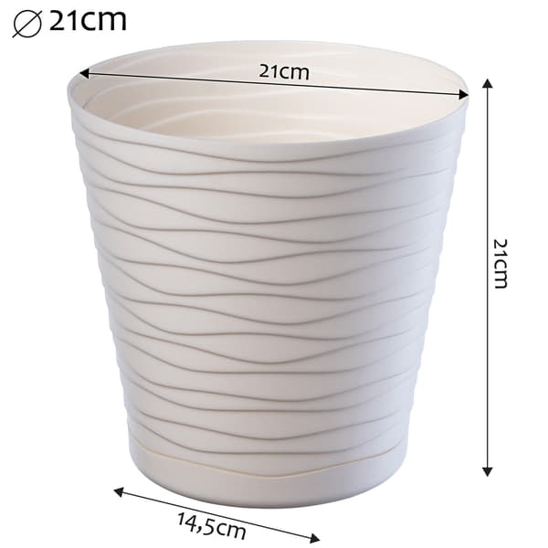 KADAX Urtepotte med Underkop Havepotte 21 cm Rund Plastik Grå