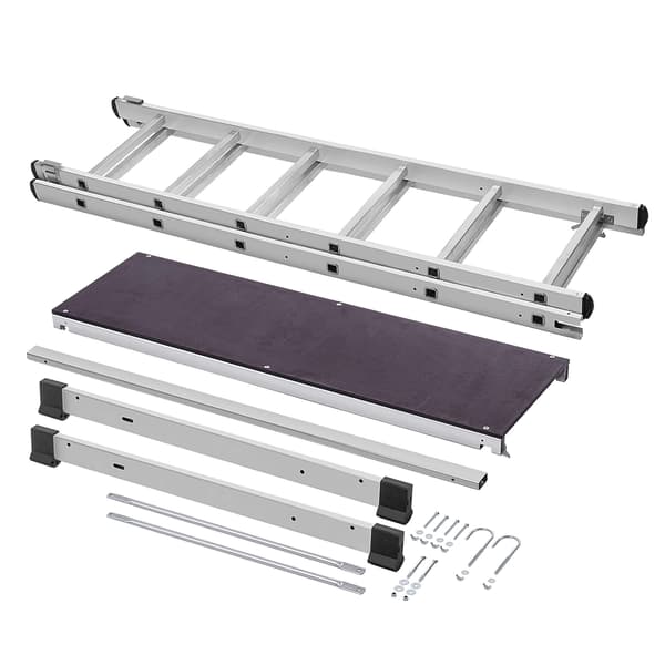 KADAX Mini Aluminium Stillads 2x6 Trin Sammenklappelig Arbejdsplatform Stige 3i1