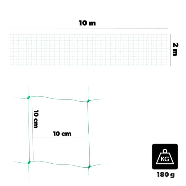 KADAX Net til grøntsagsplanter, tomater, agurker, havestøtte 2 x 10 m