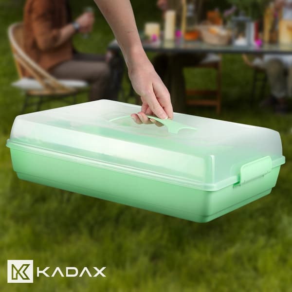 KADAX Rektangulär Plastbehållare för Kakor, Bakverk, Kakask, Stor