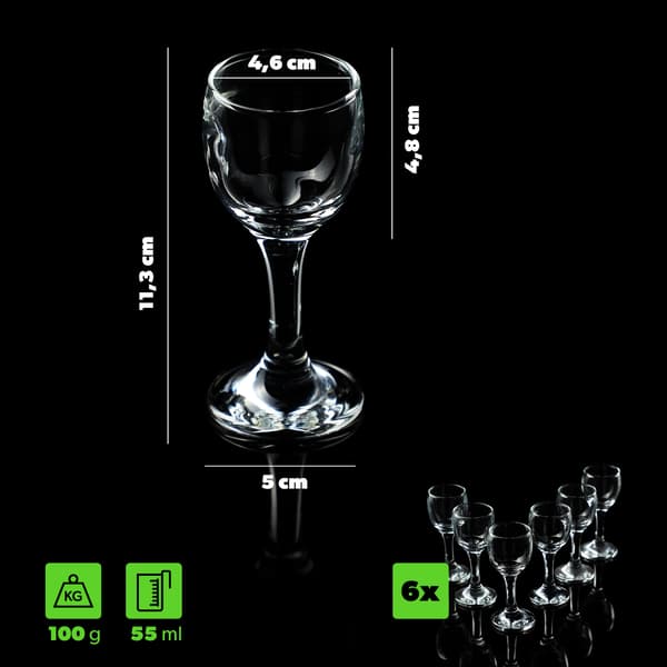 KADAX Glas til Likør, Vodka, Tinkturer 55ml 6 stk. Sæt med glas