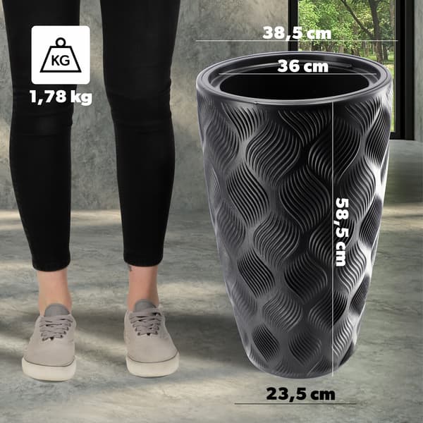 KADAX Urtepotte med Indsats 58cm Urtepottedæksel Plast Høj