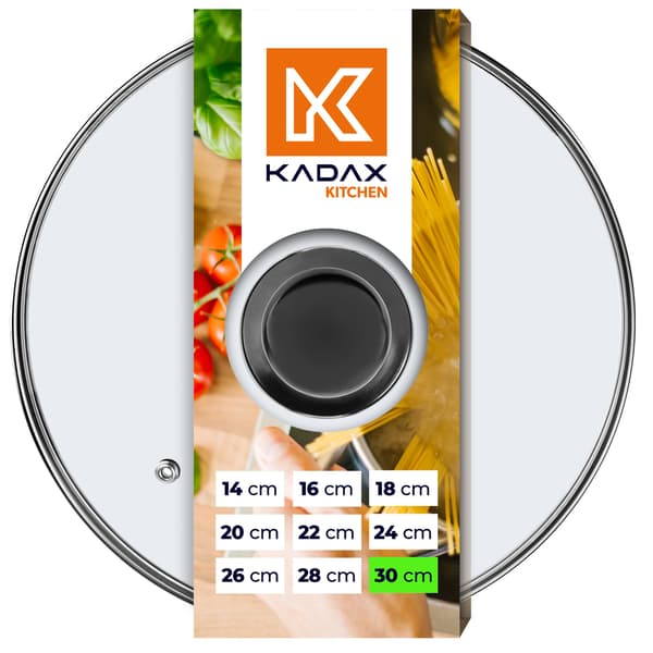 KADAX Glaslåg 30 cm Universal Varmebestandigt Gryde- og Pandedæksel