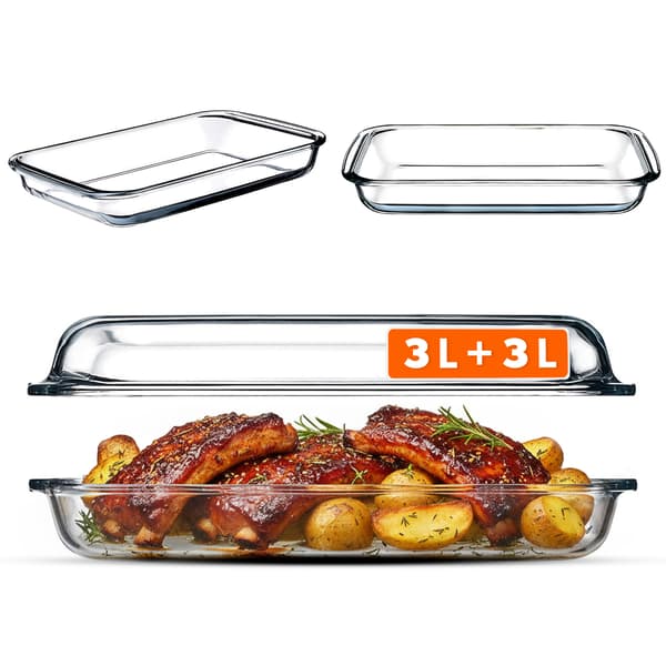 KADAX Rektangulär Ugnsform i Glas med Lock 2x3L 39x23cm