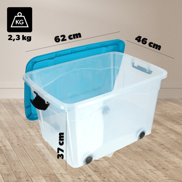KADAX Lelulaatikko Suuri Laatikko Pyörillä Muovi Suuri 60L