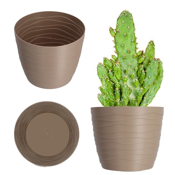 KADAX Blomkrukas plastskydd för blommor och växter beige rund 19 cm