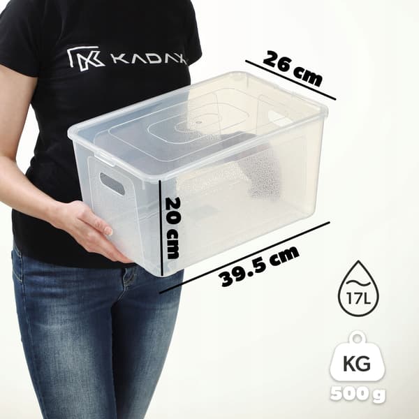 KADAX 17L plastbehållare med lock, transparent, låsbar, organiseringslåda