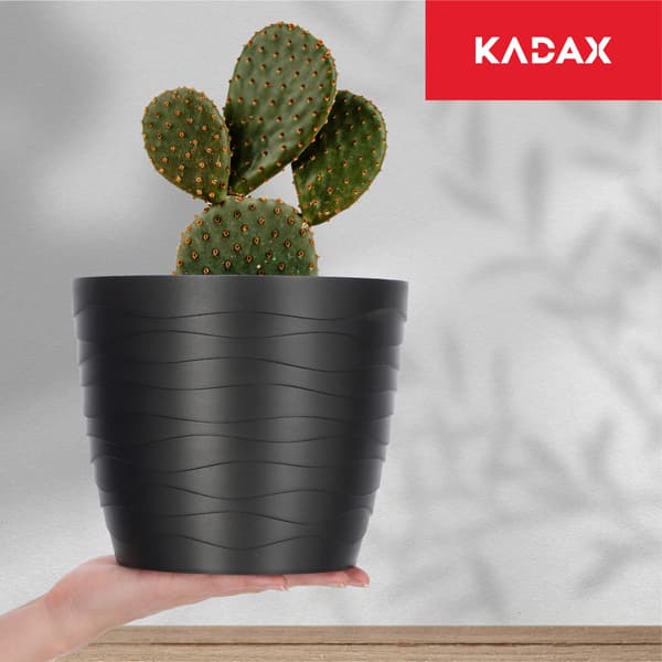 KADAX Urtepotte Plastikpotte til Blomster og Planter Sort Rund 19 cm