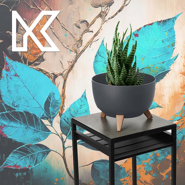KADAX Blomkruka, Planter, Lock, Ben, Insats, Blomställning, 33cm, Antracit, Rund