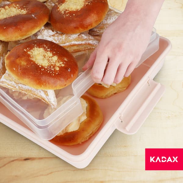 KADAX Plastbehållare för kakor, bakverk, kakask, rektangulär, stor