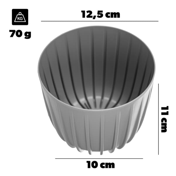 KADAX Urtepotte, Urtepotte, Blomsterlåg, 12,5 cm, Rund, Plast, Grå