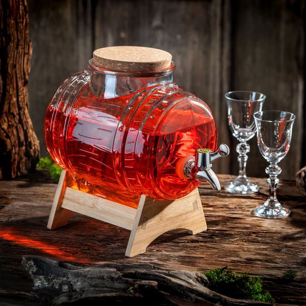 KADAX Barrel 3L Keg Glaskaraff med kran Hembränt Whisky Vin