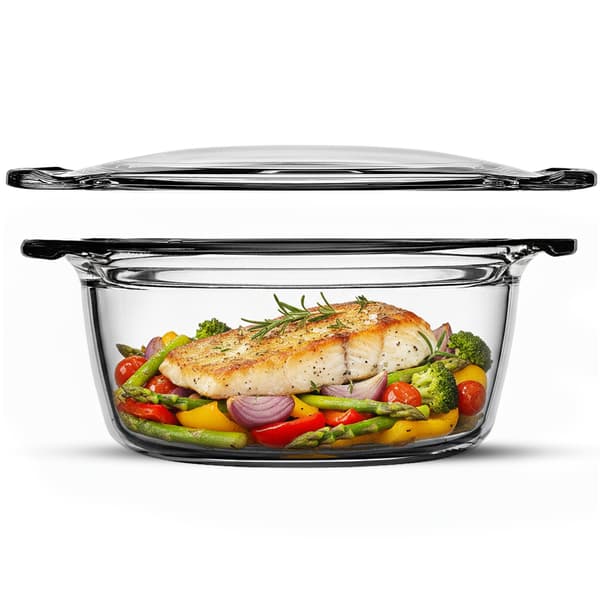 KADAX Liten ugnssäker form med lock 2,15 l rund glas