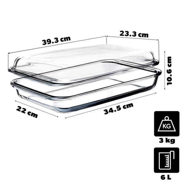 KADAX Rektangulär Ugnsform i Glas med Lock 2x3L 39x23cm