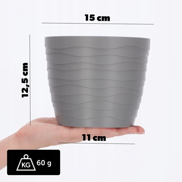 KADAX Urtepotte, Urtepotte, Grå, Rund, 15 cm, Plast