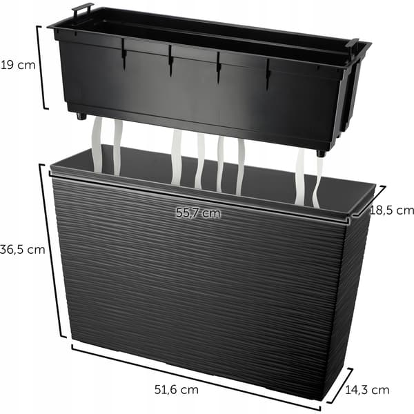 KADAX Urtepotte Høj + Indsats 19x56cm Grafit Terrasse