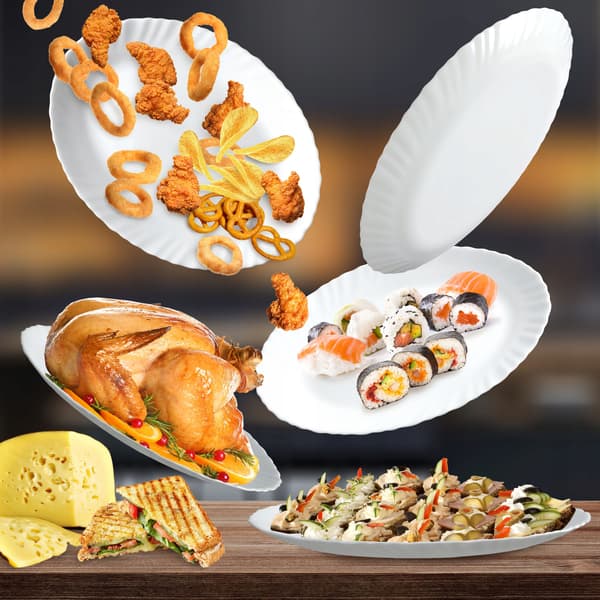 KADAX Ovalt Glas Serveringsfad 25cm Til Snacks Hvidt Fad