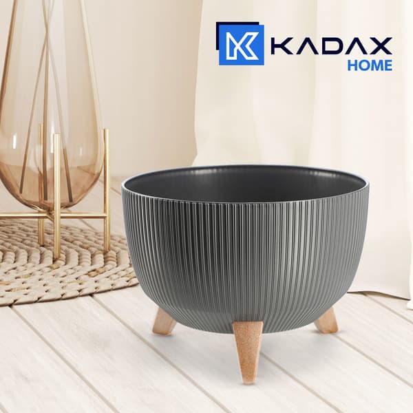 KADAX Blomkruka, Planter, Lock, Ben, Insats, Blomställning, 29cm, Grafit, Rund Skål