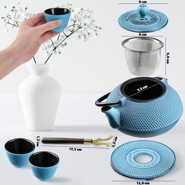 KADAX urtete-infuser støbejerns tekande 850ml kande kop blå