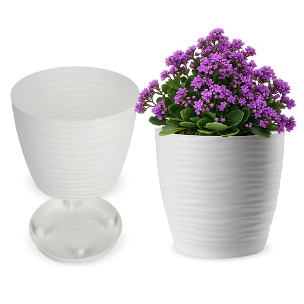 KADAX Blomkruka 17 cm Rund Plastblomkruka Vit